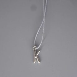 Boho blue Corded Necklace letter K necklace length 42cm pendant W6mm x L14mm