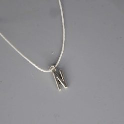 Boho white Corded Necklace letter N necklace length 42cm pendant W6mm x L14mm