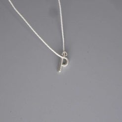 Boho white Corded Necklace letter P necklace length 42cm pendant W6mm x L14mm