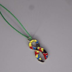 Boho green Corded Necklace Autism Awareness Necklace 44cm pendant size is 11mm