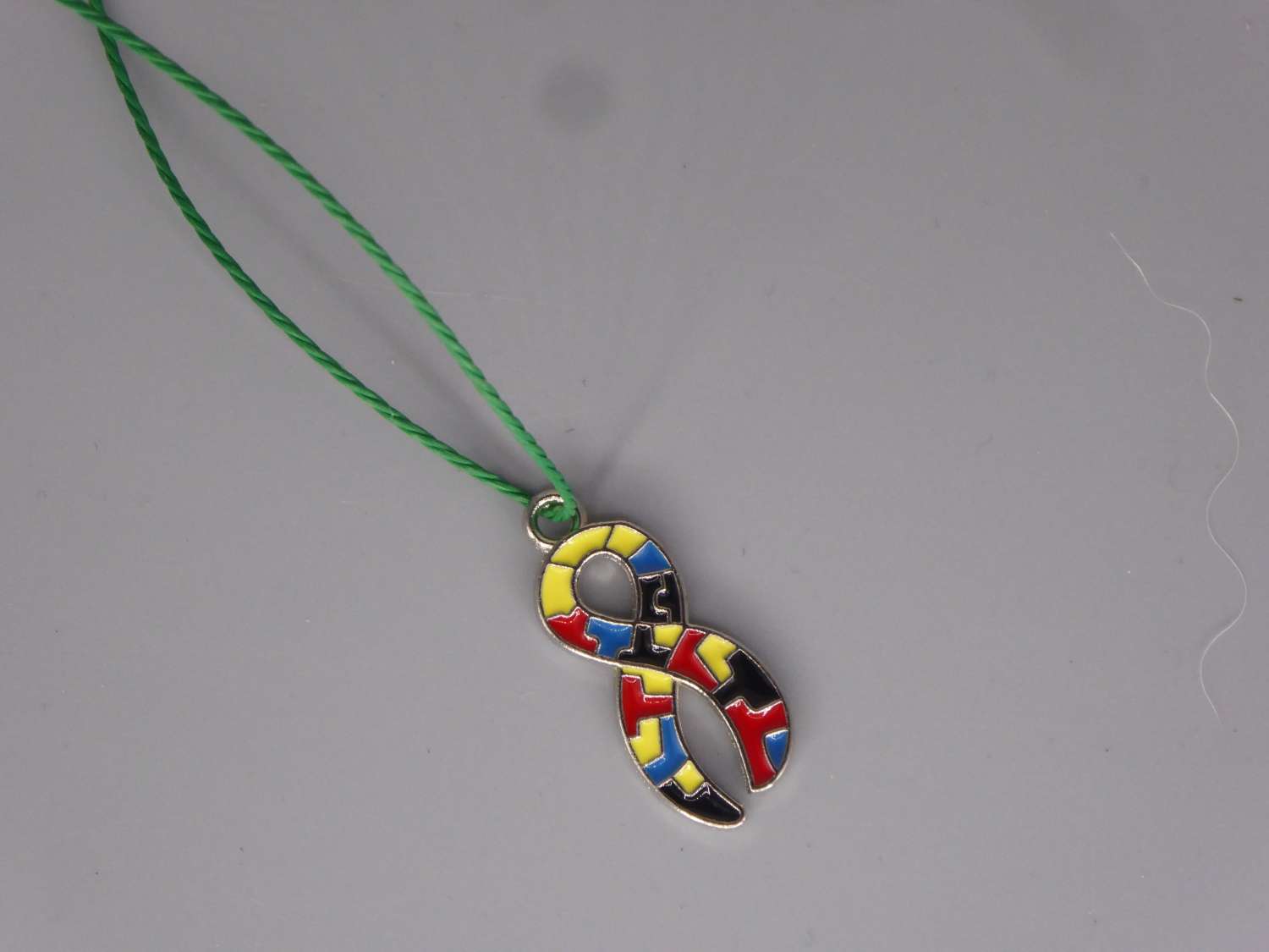 Boho green Corded Necklace Autism Awareness Necklace 44cm pendant size is 11mm Boho green Corded Necklace Autism Awareness Necklace 44cm pendant size is 11mm