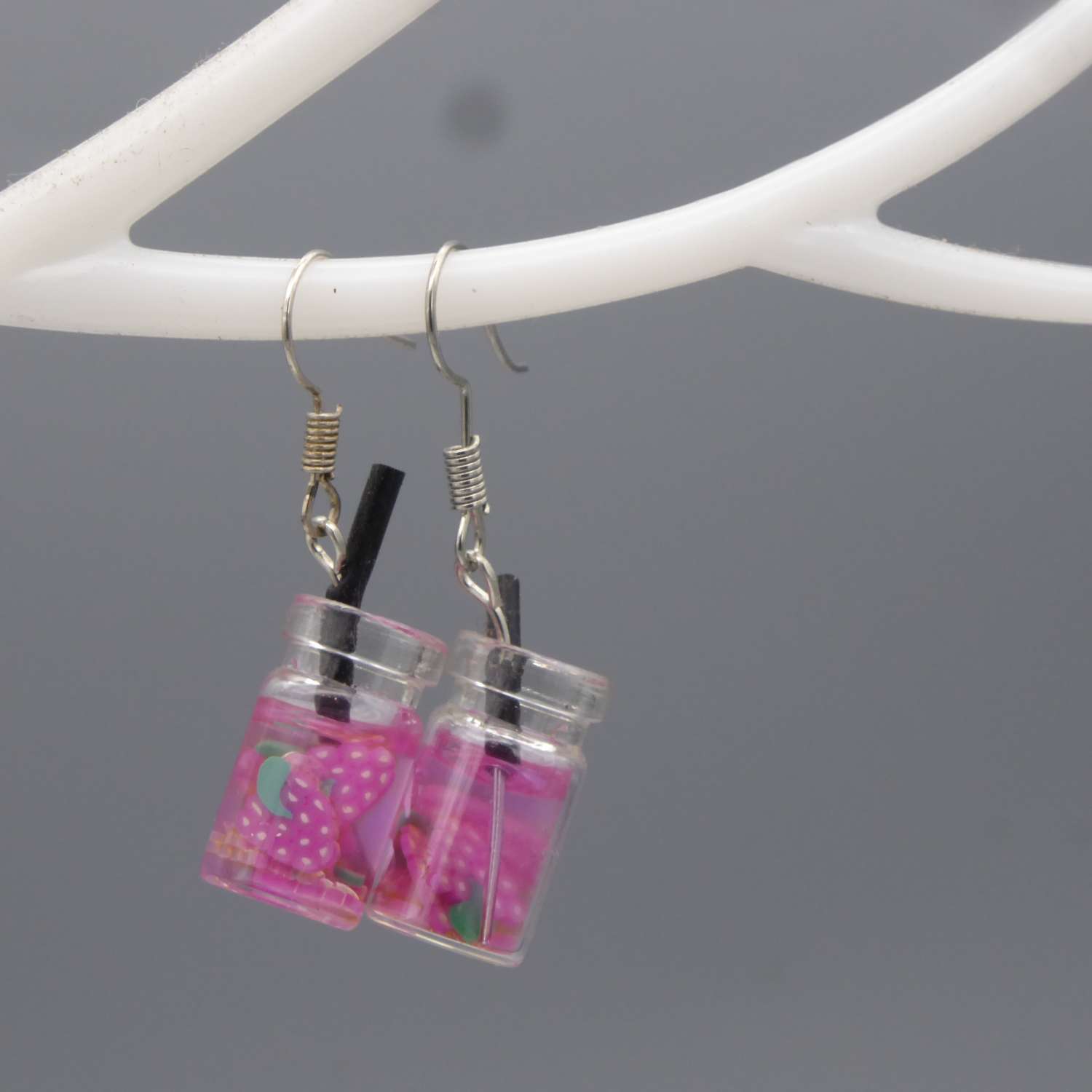 mini Grape Drink bottle novelty earrings length 18 mm width 10 mm mini Grape Drink bottle novelty earrings length 18 mm width 10 mm