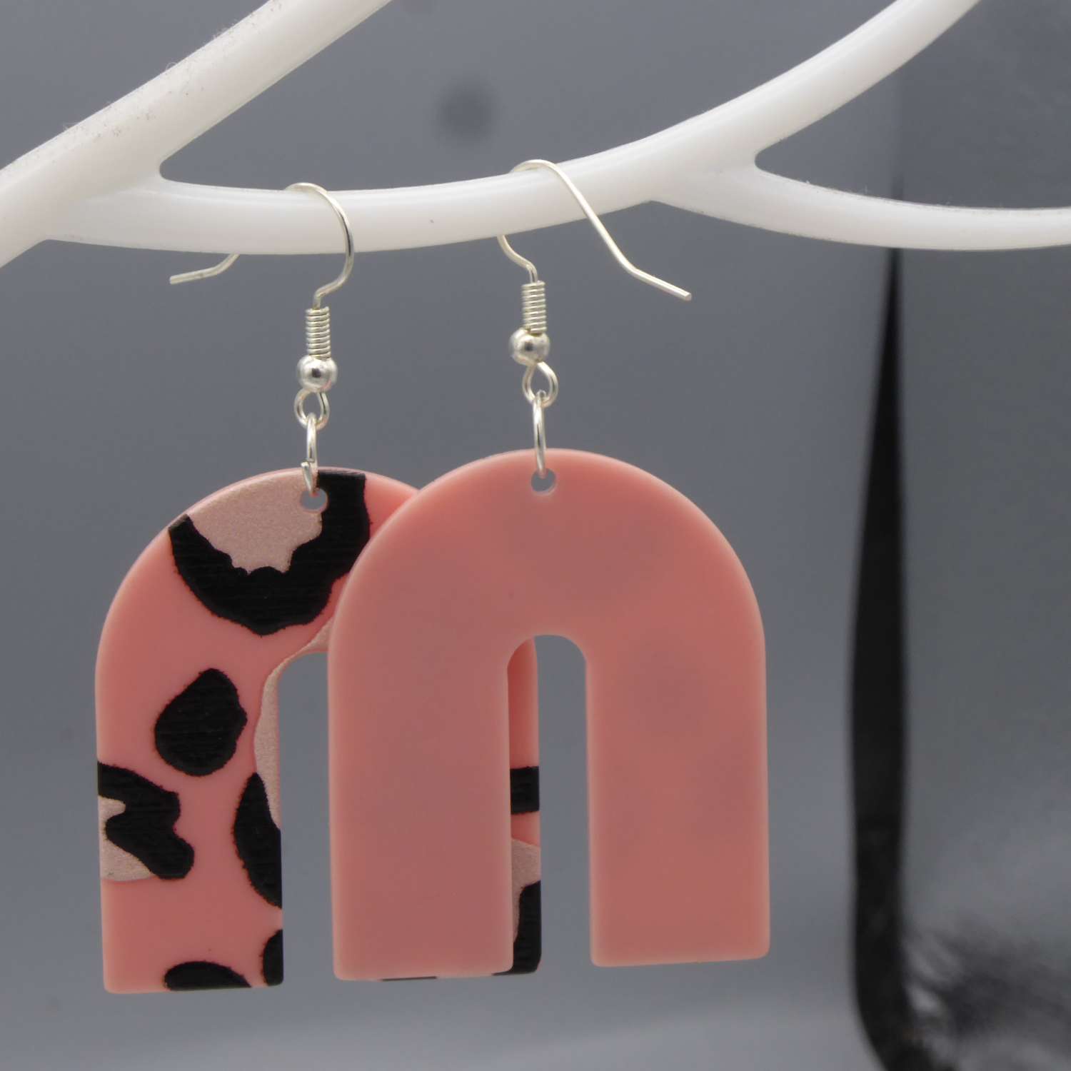 Pink Leopard Earrings. length 39mm width 33mm Pink Leopard Earrings. length 39mm width 33mm