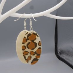brown Leopard Earrings. length 43mm width 25mm