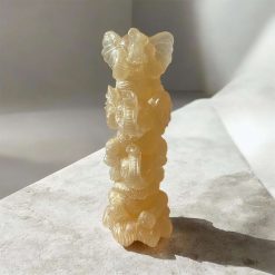 🐘 Stacked Elephants Resin Sculpture - Golden Glow Finish 🐘