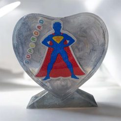 ✨ Super Dad Handmade Resin Heart & Stand – Perfect Father’s Day Gift! ✨