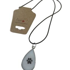 🐾 Handmade Resin Paw Print Teardrop Necklace 🐾