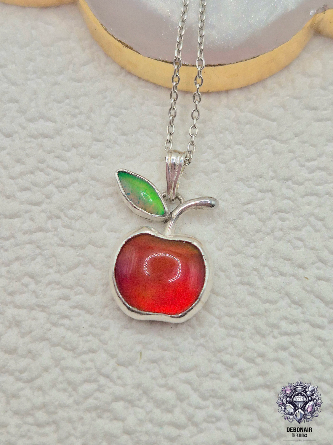 Aurora Opal Apple Sterling Silver Pendant Aurora Opal Apple Sterling Silver Pendant
