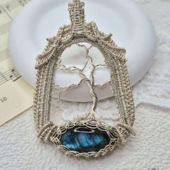 Pendant Only - Labradorite Silver Plated Wirework Tree Pendant