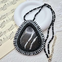 Septarian Bead Embroidered Necklace
