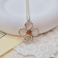 Pendant Only - Carnelian Quatrefoil/Clover Sterling Silver Pendant