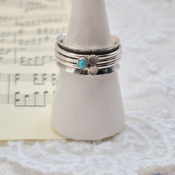 Labradorite, Rainbow Moonstone, and Turquoise Sterling Silver Fidget/Spinner Ring