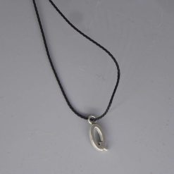 Boho black Corded Necklace letter Q necklace length 42cm pendant W7mm x L14mm