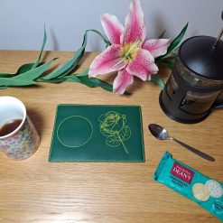 ROSE ON GREEN Large Drinks Coaster, Mug rug