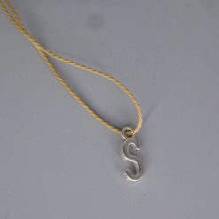 Boho brown Corded Necklace letter S necklace length 42cm pendant W6mm x L15mm
