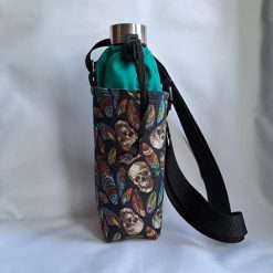 SKULLS & FEATHERS PRINT water bottle carrier/holder + FREE BOTTLE