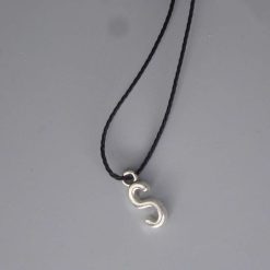 Boho brown Corded Necklace letter S necklace length 42cm pendant W6mm x L15mm