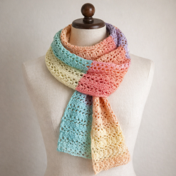 Scarf - Crochet Gradient Lace Pastel