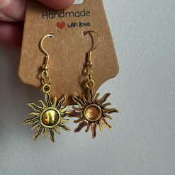 Gold Sun Charm Earrings – Handmade Celestial Jewellery