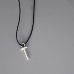 Boho black Corded Necklace letter T necklace length 42cm pendant W5mm x L14mm