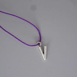 Boho purple Corded Necklace letter V necklace length 42cm pendant W6mm x L15mm