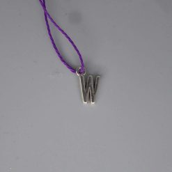 Boho purple Corded Necklace letter W necklace length 42cm pendant W9mm x L15mm
