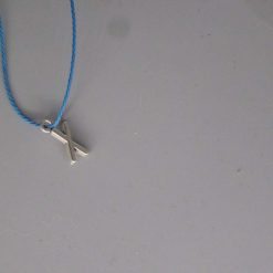 Boho blue Corded Necklace letter X necklace length 42cm pendant W6mm x L14mm