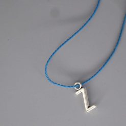 Boho blue Corded Necklace letter Z necklace length 42cm pendant W6mm x L15mm