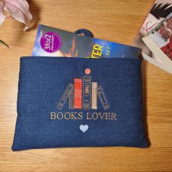 Book sleeve - BOOKS LOVER - Blue denim