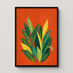 Burnt Orange Leaves Wall Art Poster Print