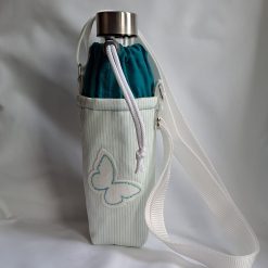 BUTTERFLY APPLIQUE Embroidered water bottle carrier/holder + FREE BOTTLE