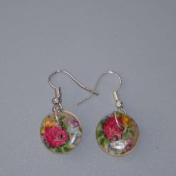 patterned button earrings length 15mm width 15mm