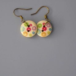 patterned button earrings length 15mm width 15mm
