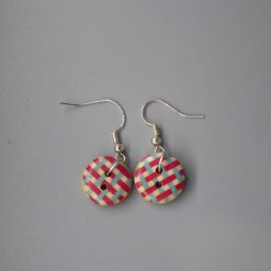 patterned button earrings length 15mm width 15mm