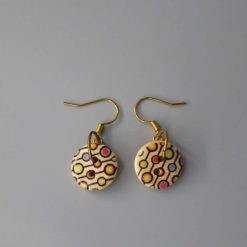 patterned button earrings length 15mm width 15mm