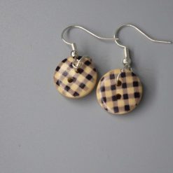 patterned button earrings length 15mm width 15mm