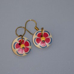 patterned button earrings length 15mm width 15mm