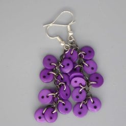 purple button earrings length 34mm width 24mm
