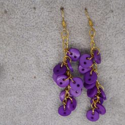 purple button earrings length 48mm width 21mm 2