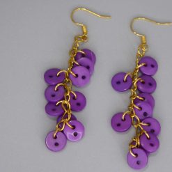 purple button earrings length 48mm width 21mm
