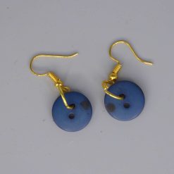 blue button earrings length 15mm width 15mm