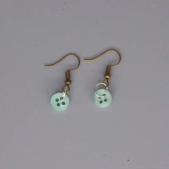 green button earrings length 8mm width 8mm