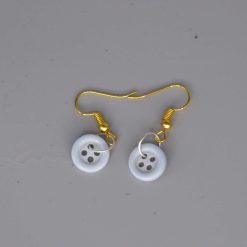 blue button earrings length 10mm width 10mm