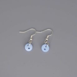blue button earrings length 7mm width 7mm