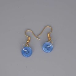 blue button earrings length 11mm width 11mm
