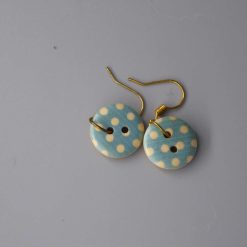 patterned button earrings length 15mm width 15mm