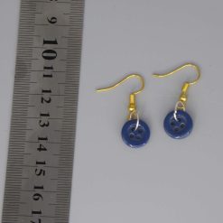 blue button earrings length 11mm width 11mm 2