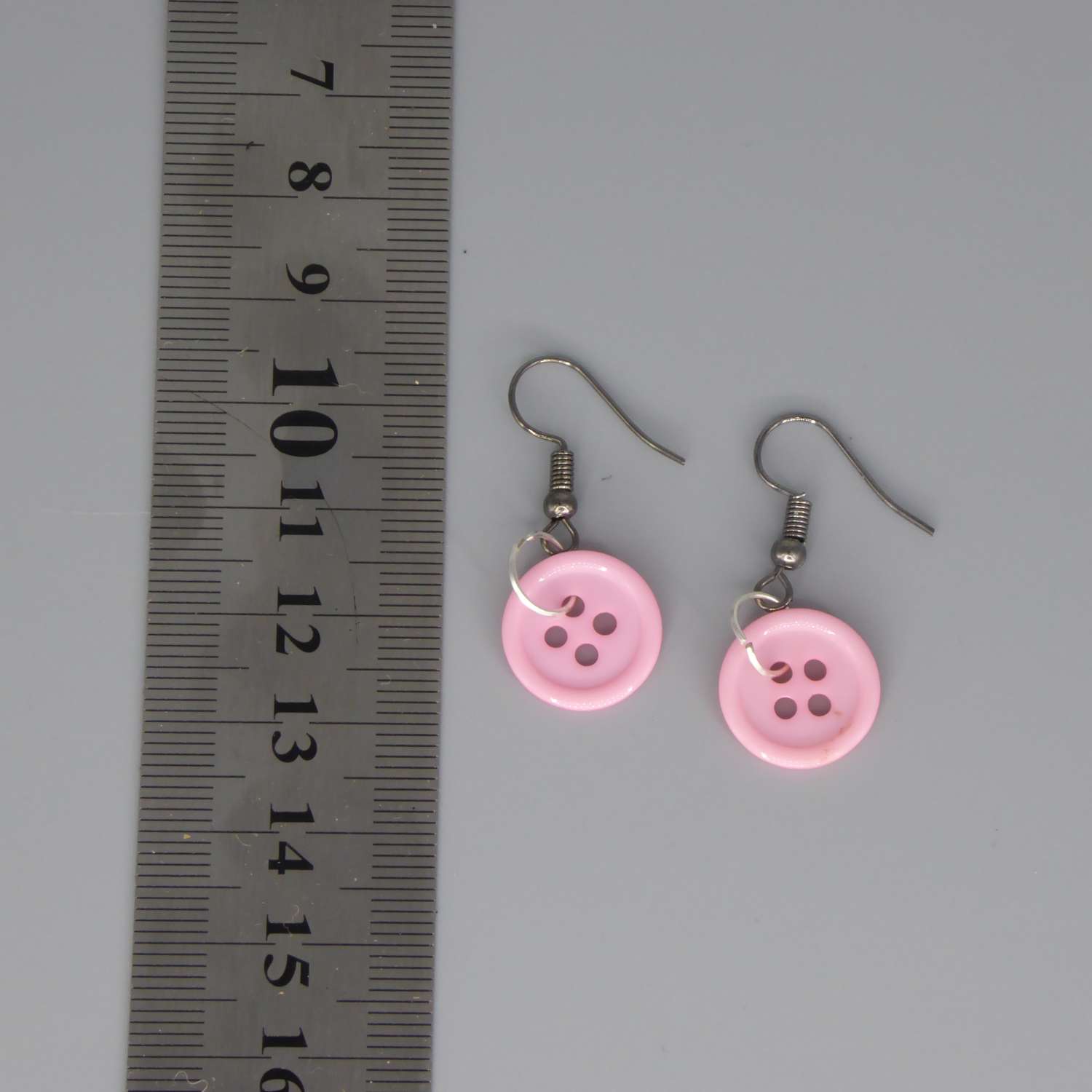 pink button earrings length 13mm width 13mm pink button earrings length 13mm width 13mm