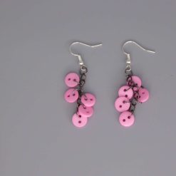 pink button earrings length 13mm width 27mm