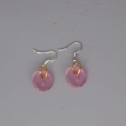 pink button earrings length 12mm width 12mm